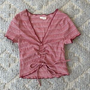 Red and white striped crop top